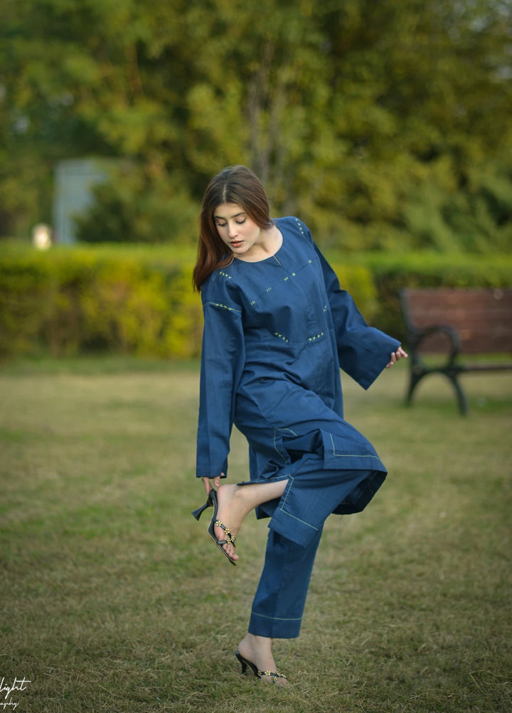 Urban Cut Women Pret Hand work 2 Piece Cotton Textured Co-Ord Set C0228 - Summer Collection