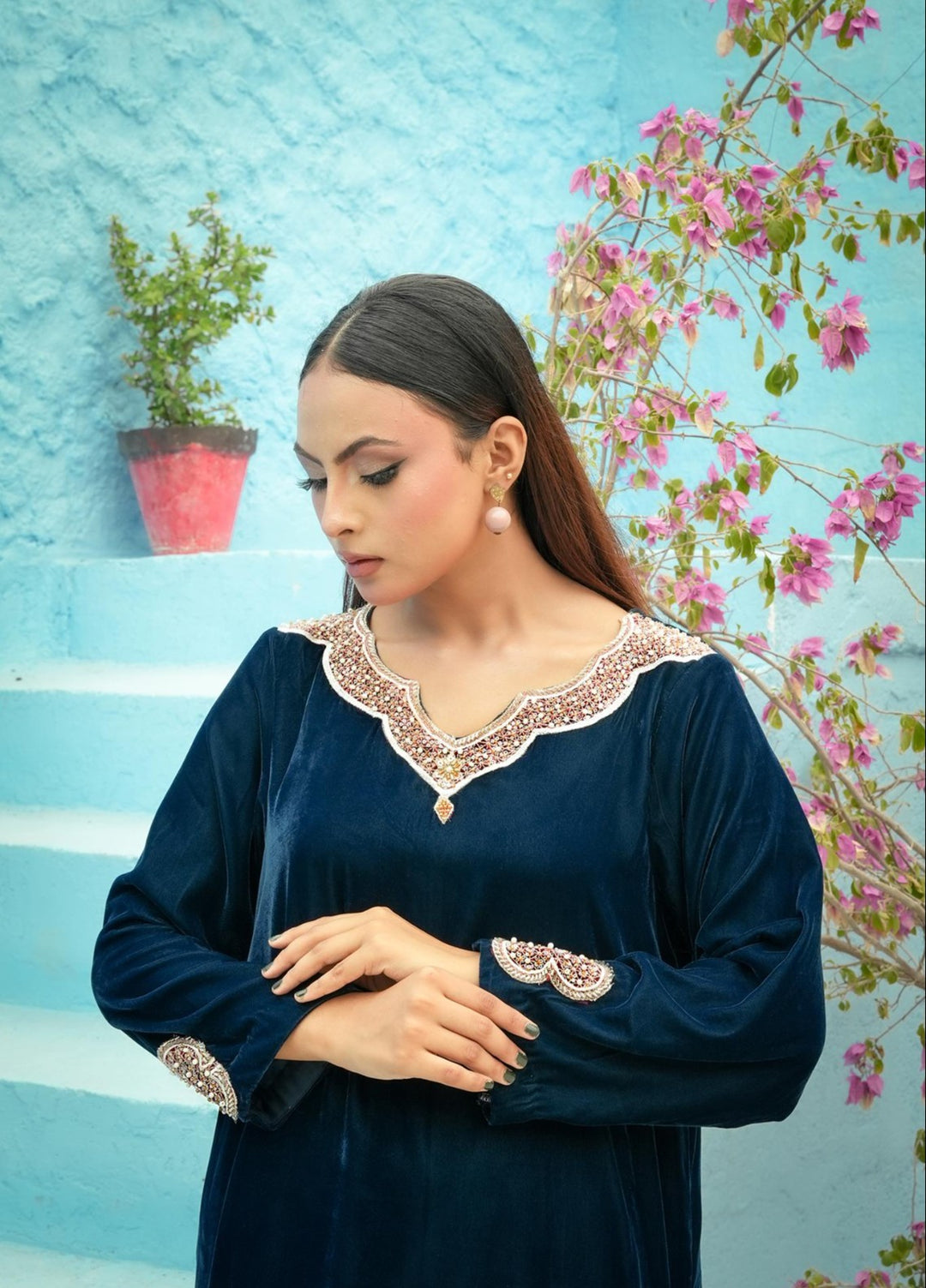 Noor e Mehal by Madiha Gohar Pret Embriodered Premium 2 Piece Velvet Noor e Shaam - Formals Collection