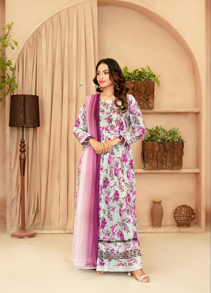 Noor e Mehal by Madiha Gohar Pret Embriodered Preimum 3 Piece Swiss Poly Cotton Kalidar Pishwas Noor e Mah - Festive Collection