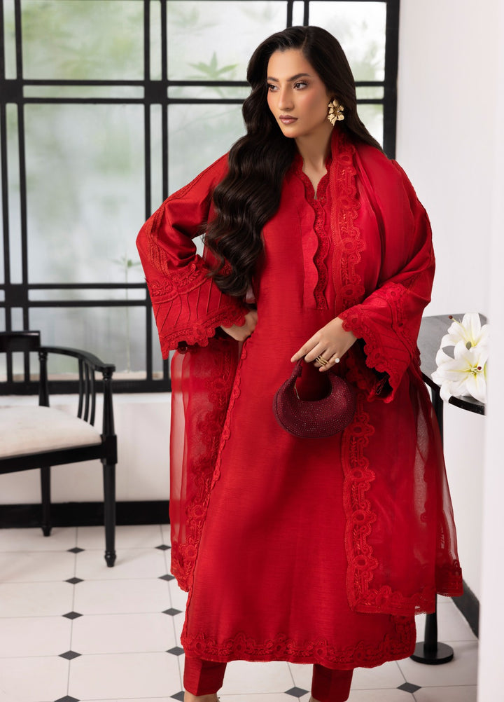Silk Mode by Tessa Women Pret 3 Piece Raw Silk Bloodestone - Festive Collection