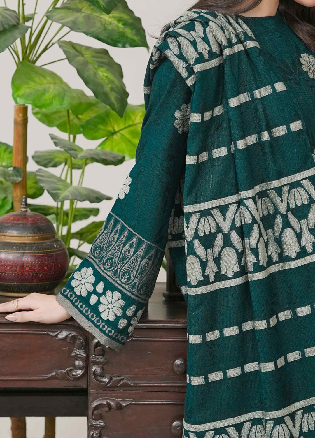 Narmin by Narkins Ophelia Unstitched Velvet Jacquard 3 Piece Embossed Green-3197 - Winter Collection