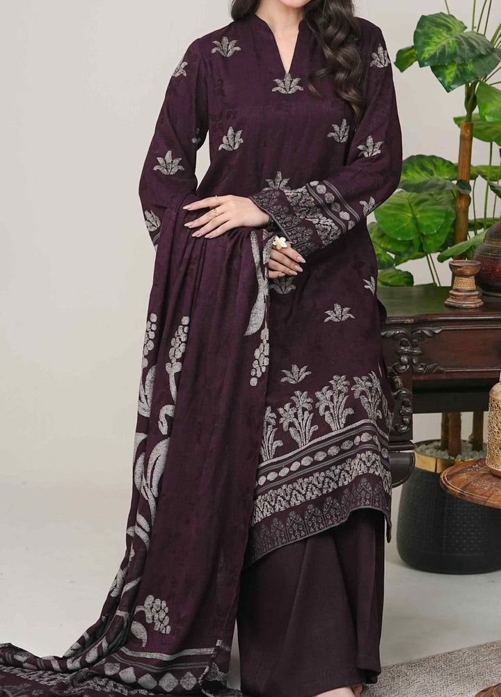 Narmin by Narkins Ophelia Unstitched Velvet Jacquard 3 Piece Embossed Plum-3199 - Winter Collection