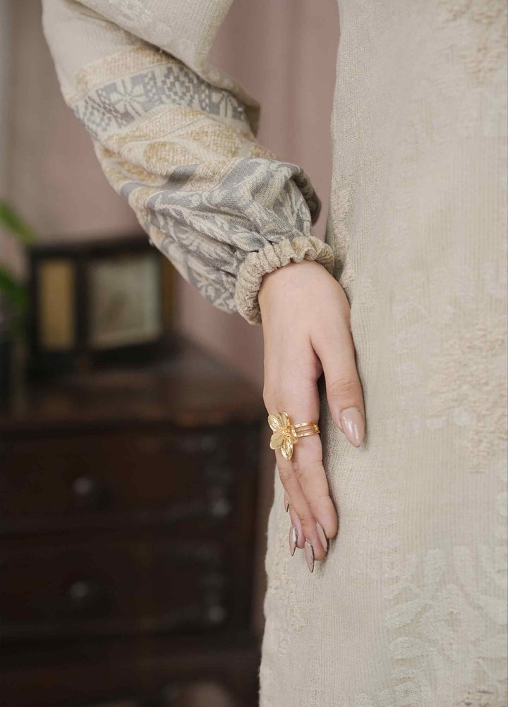 Narmin by Narkins Ophelia Unstitched Velvet Jacquard 3 Piece Embossed Vanilla-3198 - Winter Collection