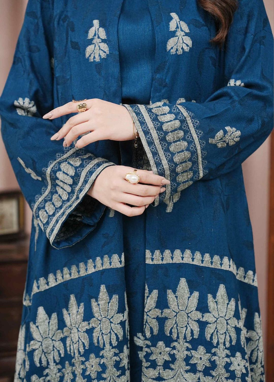 Narmin by Narkins Ophelia Unstitched Velvet Jacquard 3 Piece Embossed Teal-3195 - Winter Collection