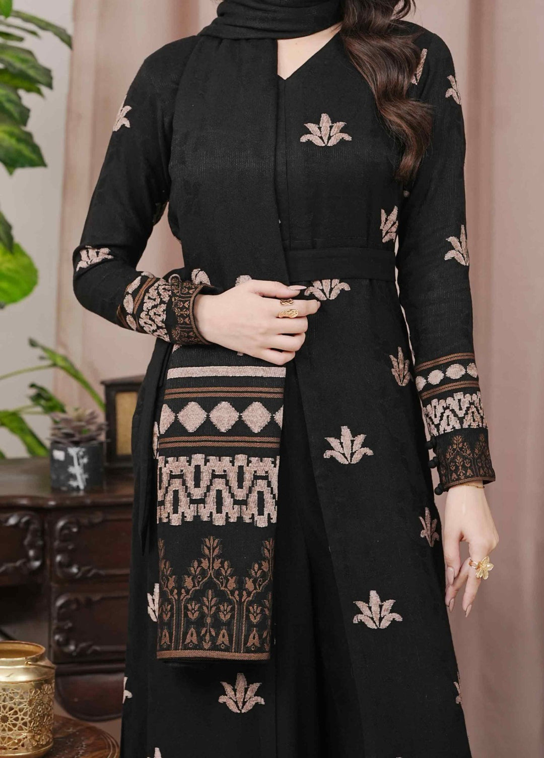 Narmin by Narkins Ophelia Unstitched Velvet Jacquard 3 Piece Embossed Noir-3196 - Winter Collection