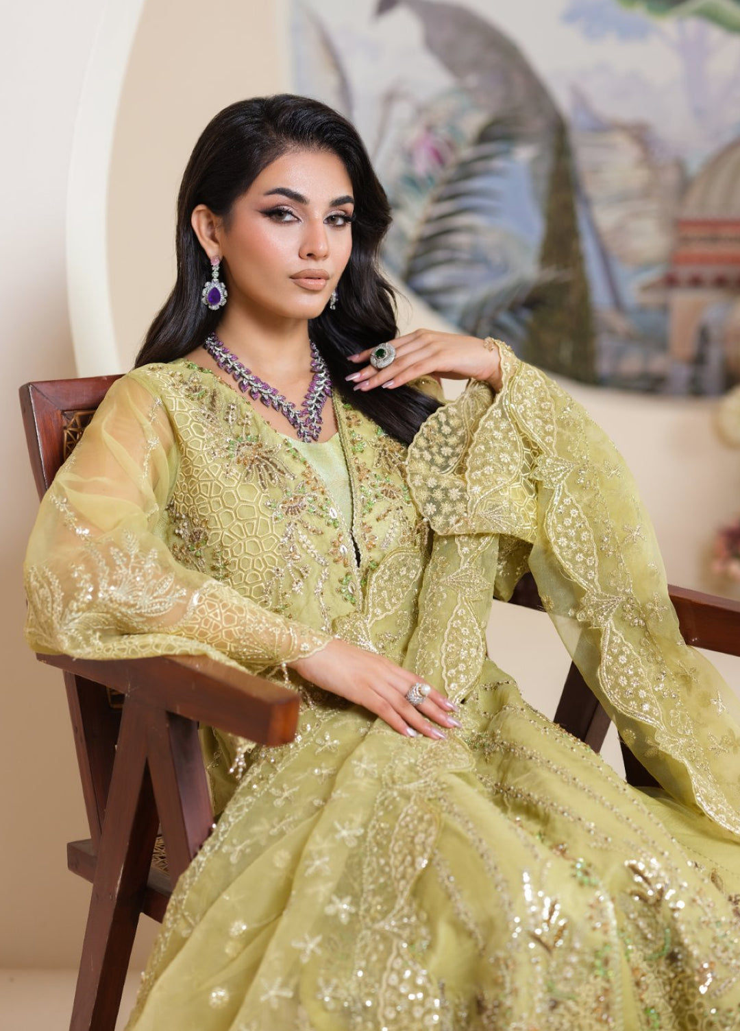 Naqash e Naaz by Wareesha 3 Piece Hand work Net WB-03 BAHAAR - Formals Collection