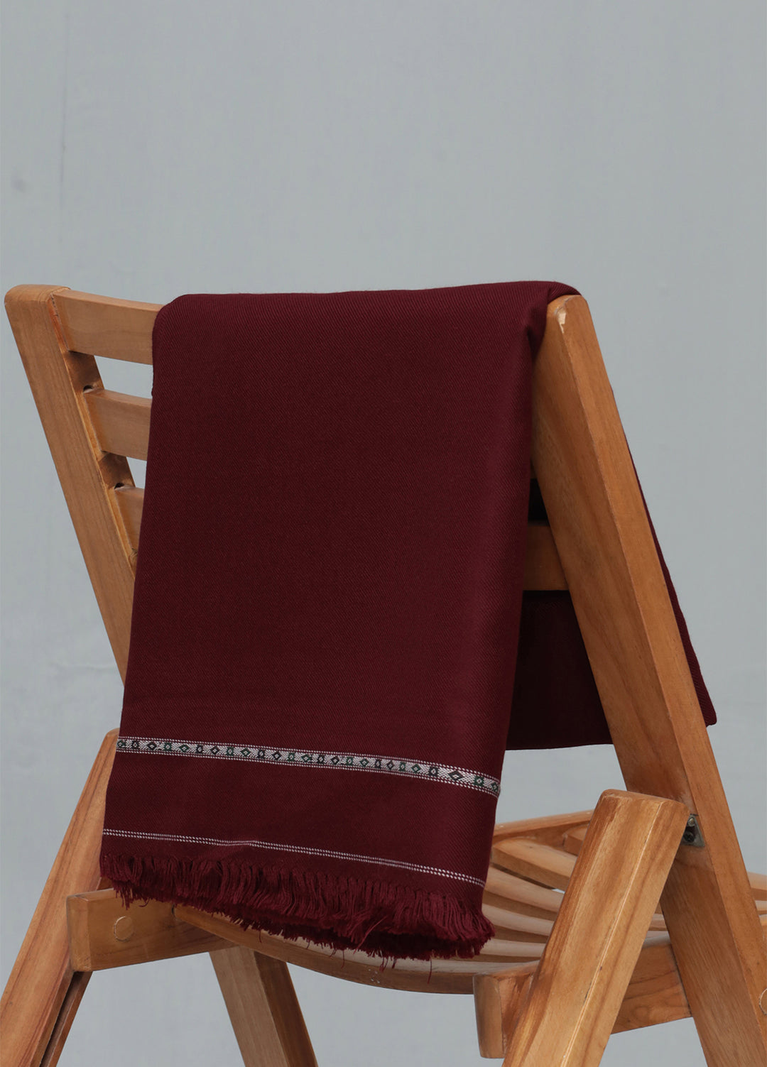 Mazham Mens Wool Shawl Textured 1 Piece Unstitched Marron Swati Thread - Winter Collection