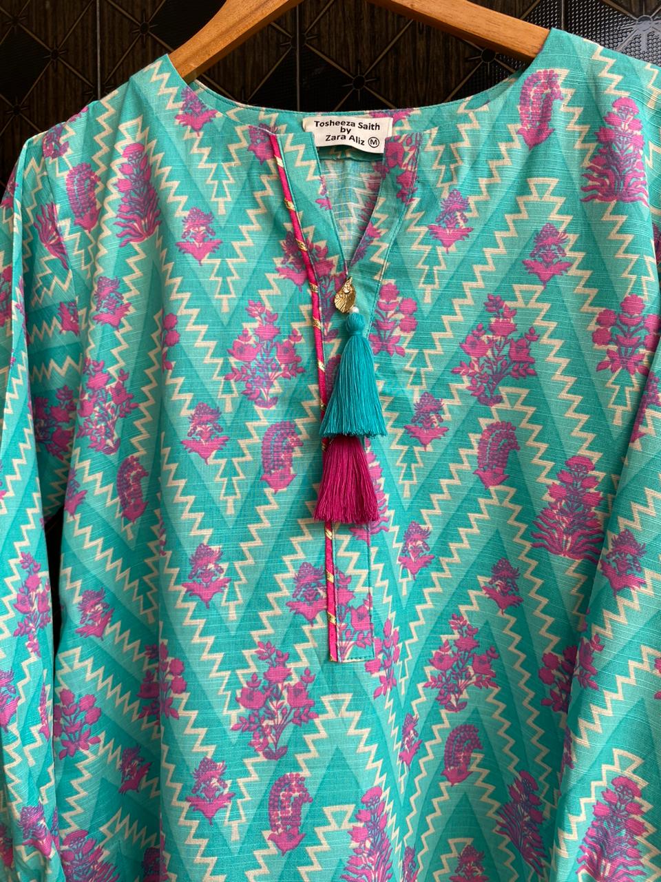 Tosheeza Saith Women Pret Printed Khaddar 2 Piece Blue Suit - Winter Collection