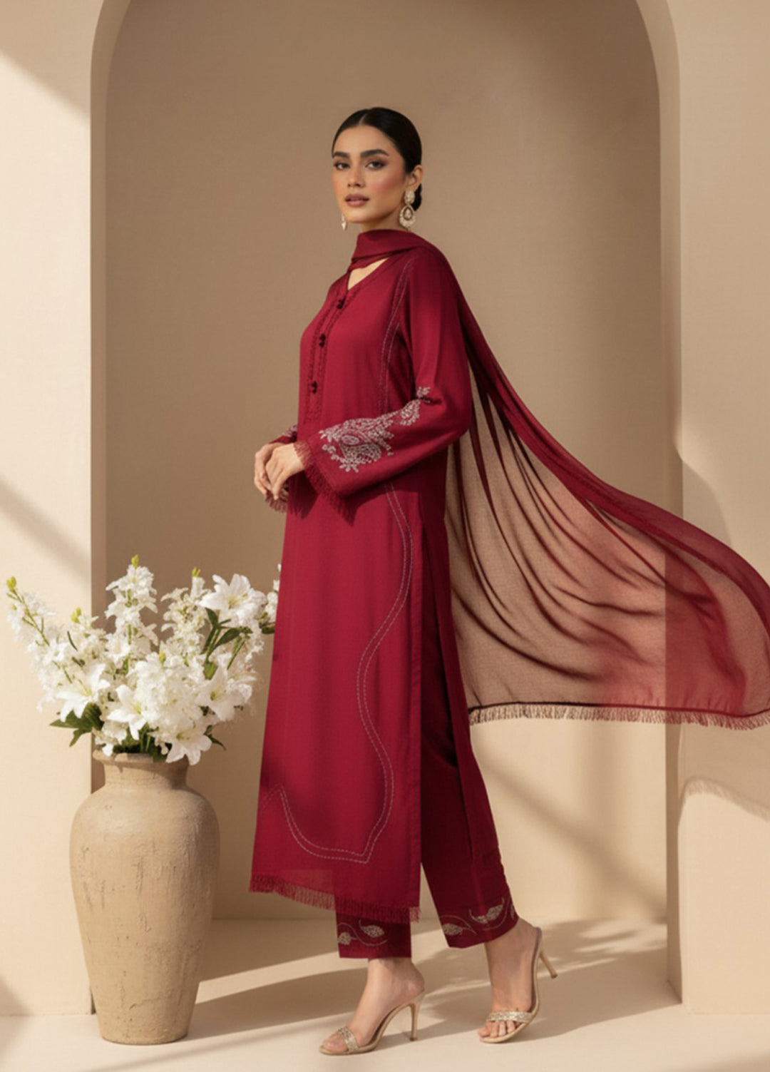 Eira by Mavie Pret Wool 3 Piece Embroidered Zena - Winter Collection