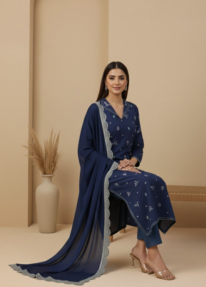 Eira by Mavie Pret Karandi 3 Piece Embroidered Seraya - Winter Collection