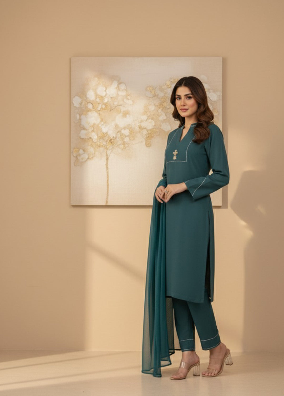 Eira by Mavie Pret Wool 3 Piece Embroidered Alora - Winter Collection