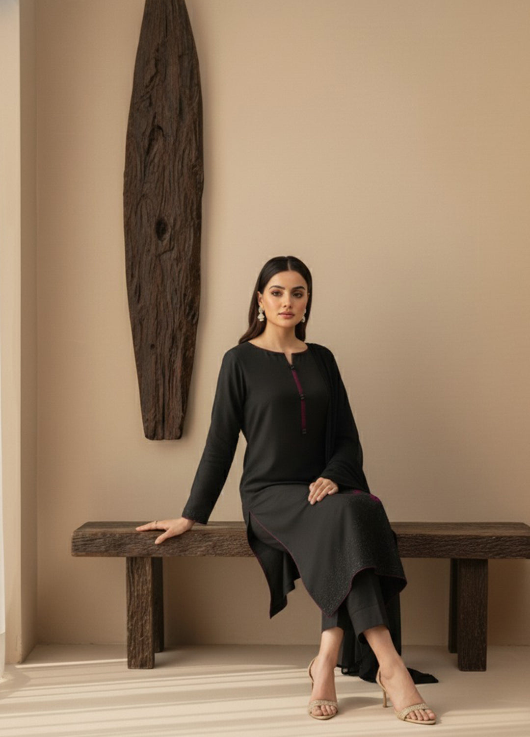 Eira by Mavie Pret Raw Silk 3 Piece Embroidered Avelin - Winter Collection