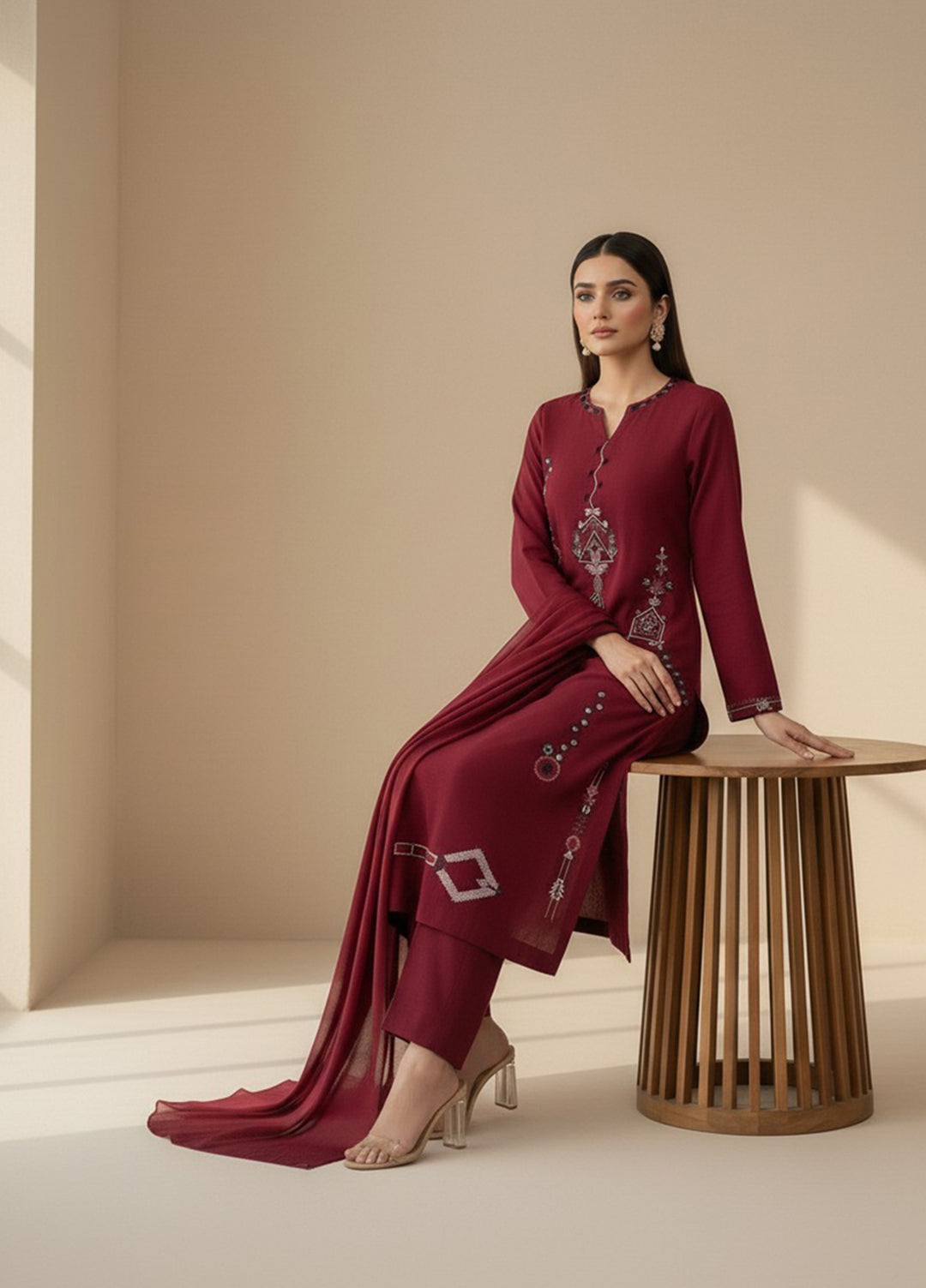 Eira by Mavie Pret Karandi 3 Piece Embroidered Zyra - Winter Collection