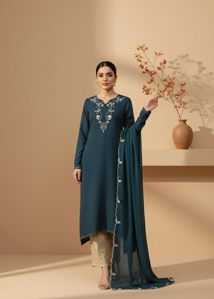 Eira by Mavie Pret Raw Silk 3 Piece Embroidered Calista - Winter Collection