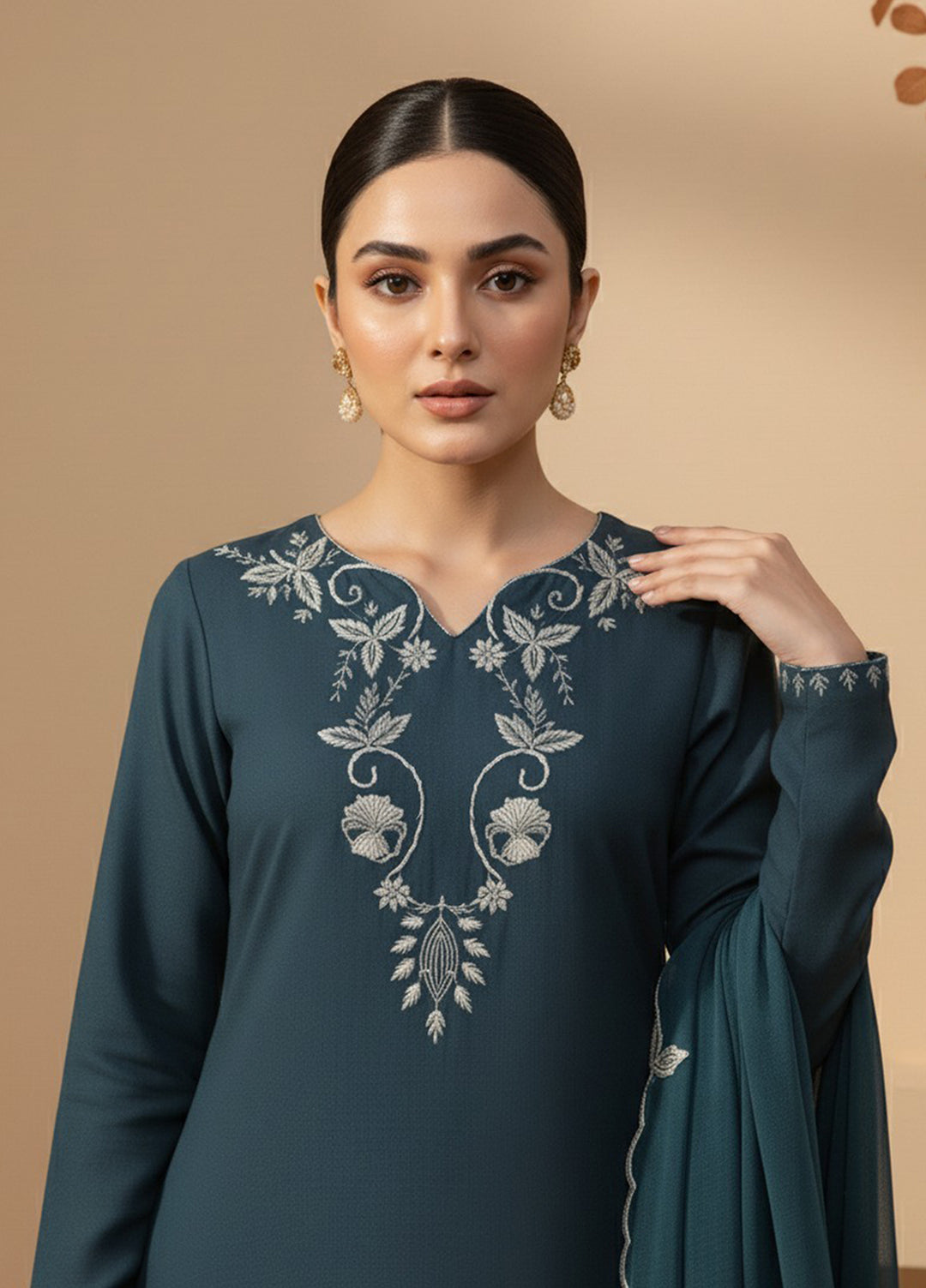 Eira by Mavie Pret Raw Silk 3 Piece Embroidered Calista - Winter Collection