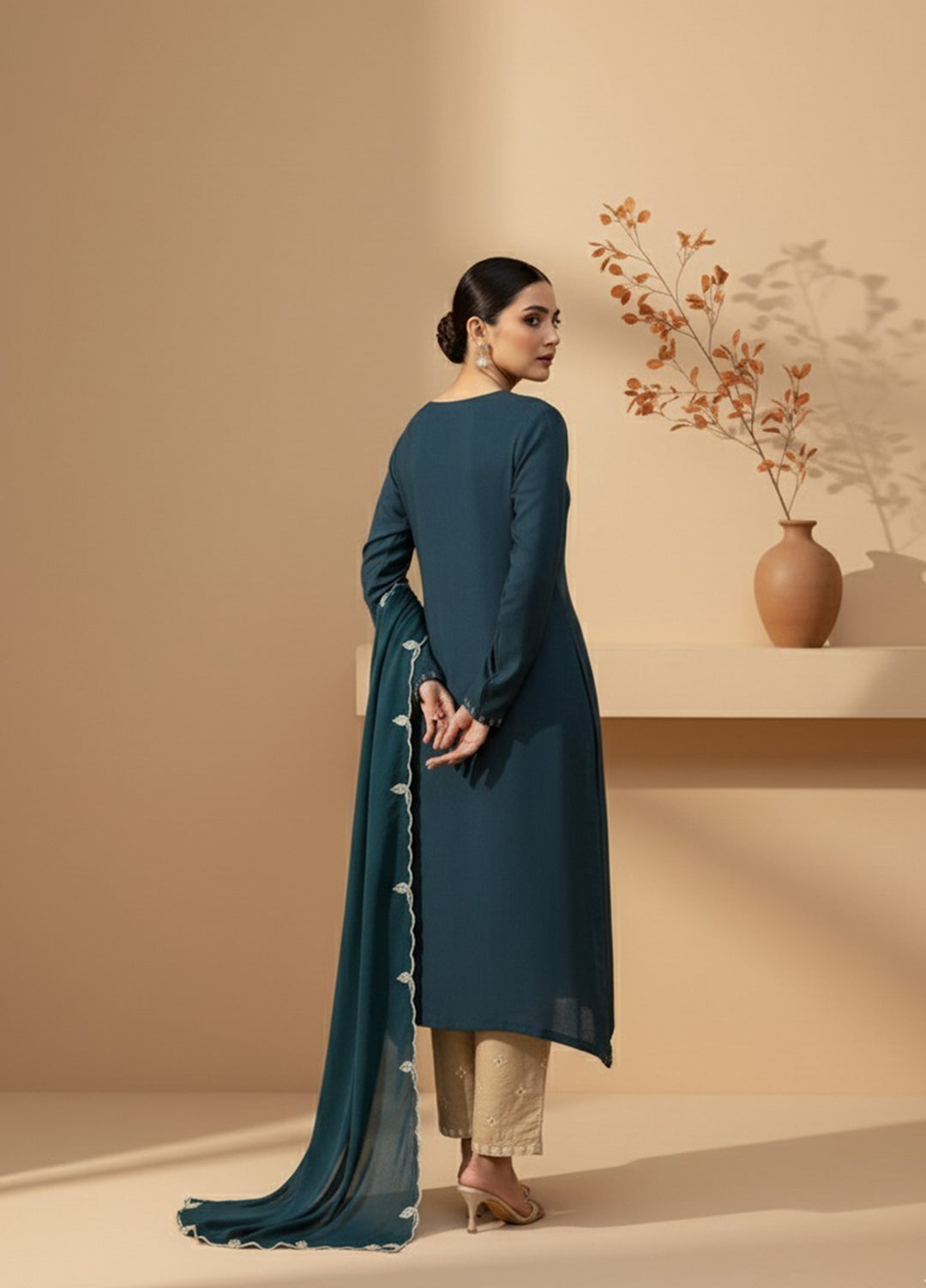 Eira by Mavie Pret Raw Silk 3 Piece Embroidered Calista - Winter Collection