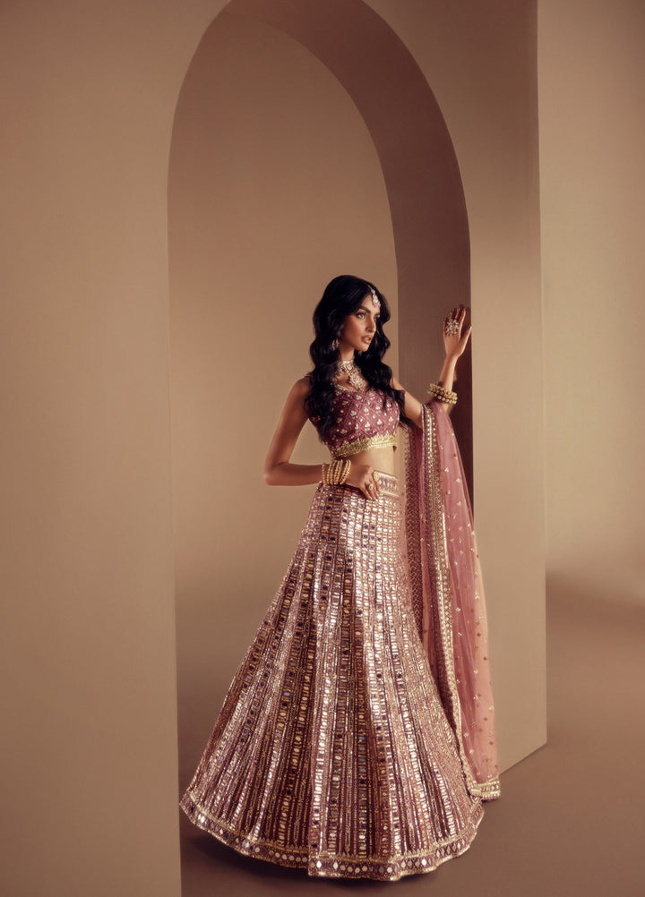 Elaya by House of Nyyra Unstitched 3 Piece Hand work Mauve Saree - Wedding Collection