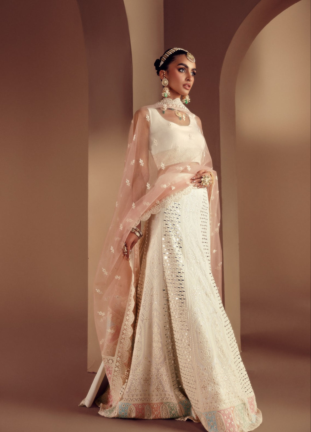 Elaya by House of Nyyra Unstitched 3 Piece Hand work White thread - Wedding Collection