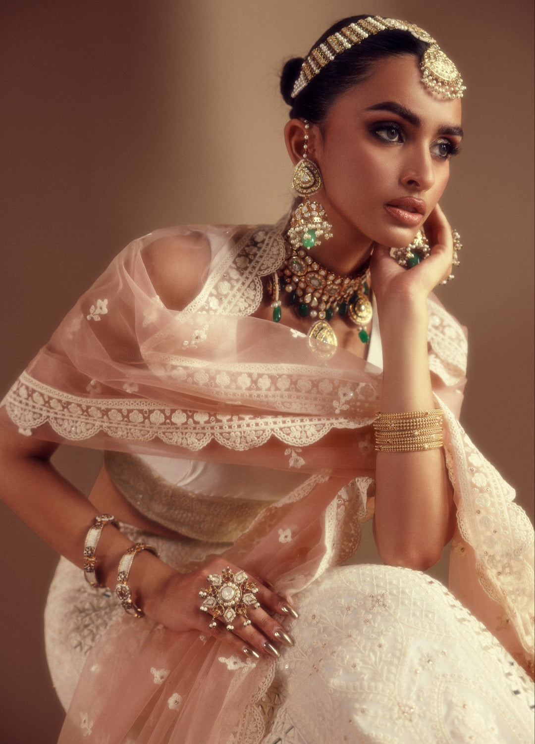 Elaya by House of Nyyra Unstitched 3 Piece Hand work White thread - Wedding Collection