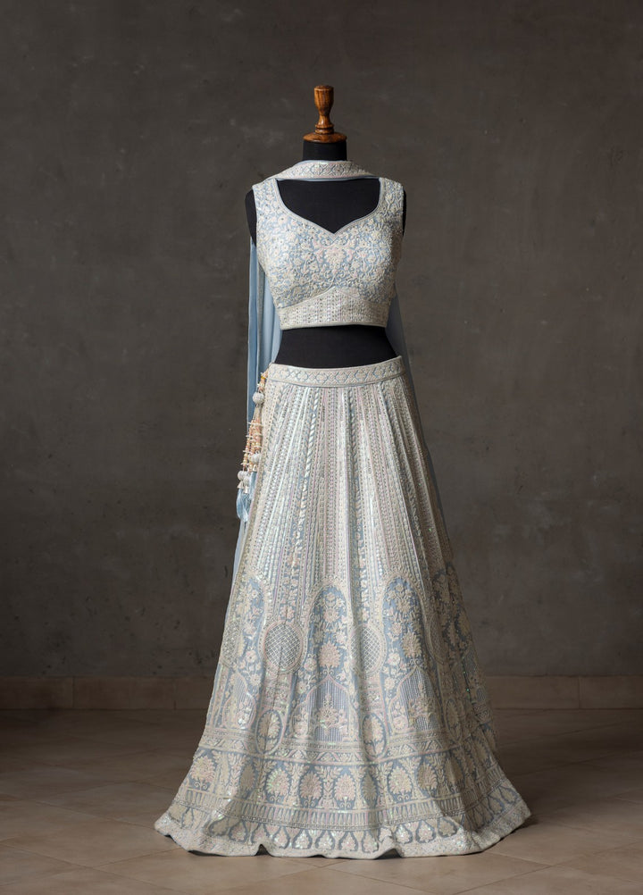 Elaya by House of Nyyra Unstitched 3 Piece Embroidered Blue and white - Festive Collection