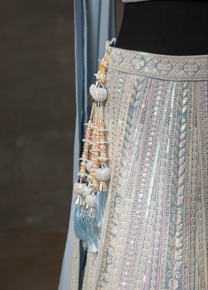 Elaya by House of Nyyra Unstitched 3 Piece Embroidered Blue and white - Festive Collection