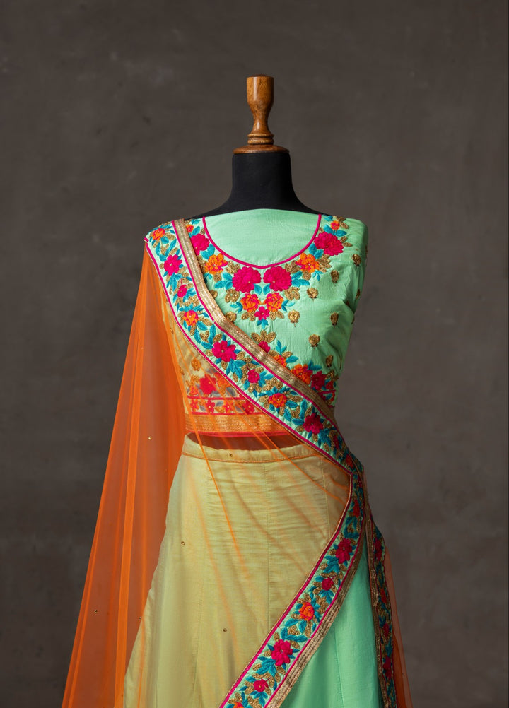 Elaya by House of Nyyra Unstitched 3 Piece Embroidered Mint Green - Festive Collection