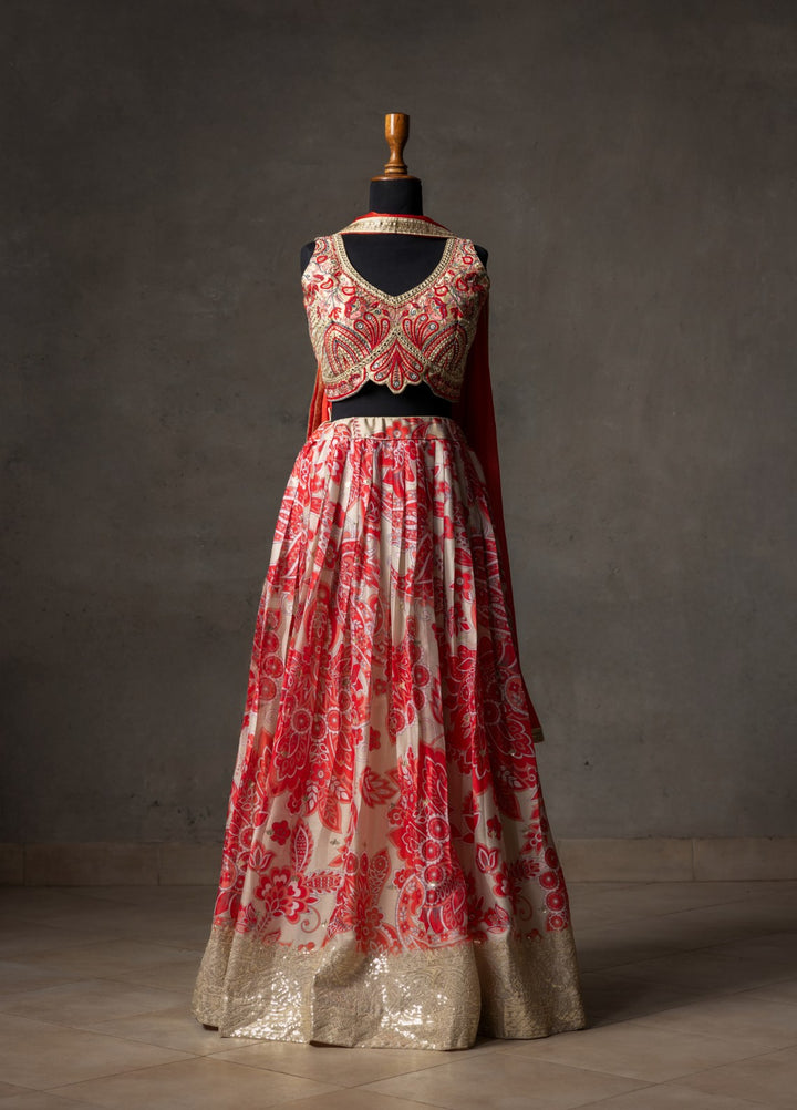 Elaya by House of Nyyra Unstitched 3 Piece Embroidered Orange and Red - Festive Collection