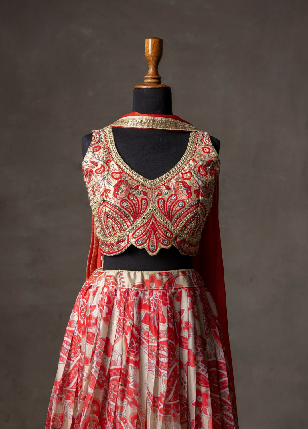 Elaya by House of Nyyra Unstitched 3 Piece Embroidered Orange and Red - Festive Collection