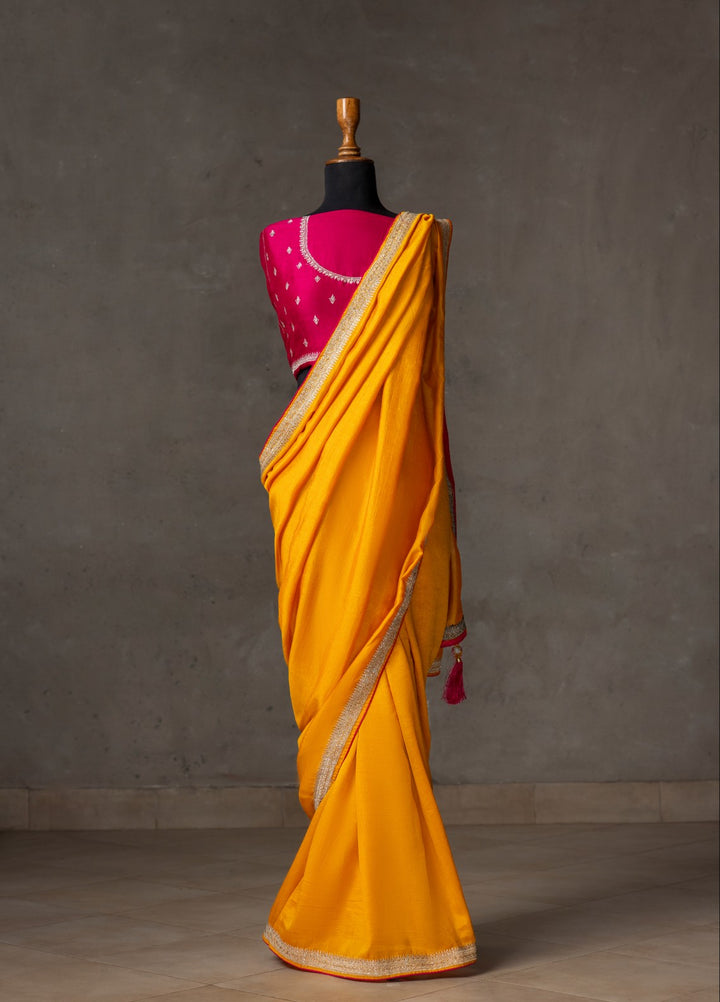 Elaya by House of Nyyra Unstitched 2 Piece Embroidered Bright Saree - Formals Collection