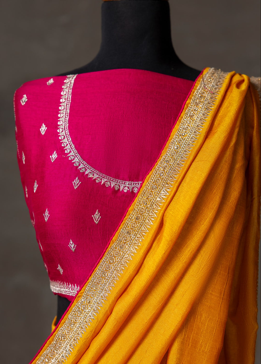 Elaya by House of Nyyra Unstitched 2 Piece Embroidered Bright Saree - Formals Collection