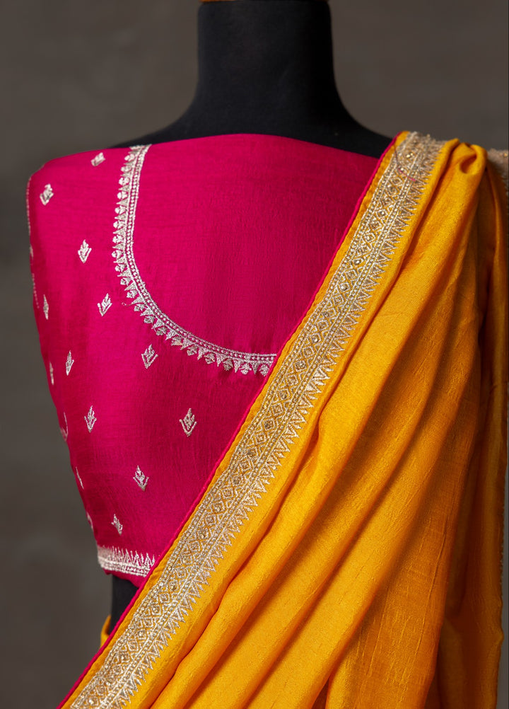 Elaya by House of Nyyra Unstitched 2 Piece Embroidered Bright Saree - Formals Collection