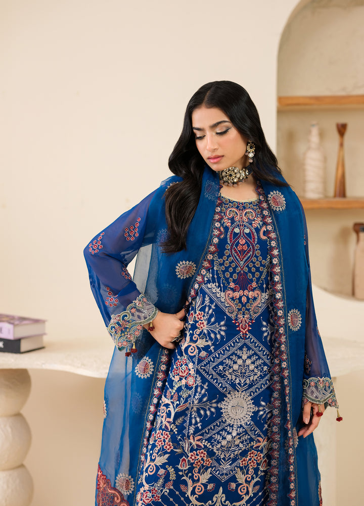 Era by Waresha Women Embroidered Chiffon 3 Piece Suit Twilight Royale WFE-01 - Formals Collection