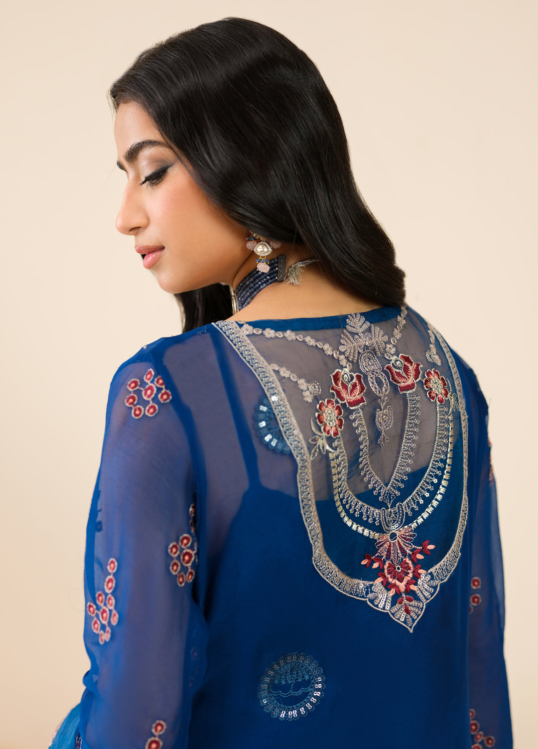 Era by Waresha Women Embroidered Chiffon 3 Piece Suit Twilight Royale WFE-01 - Formals Collection