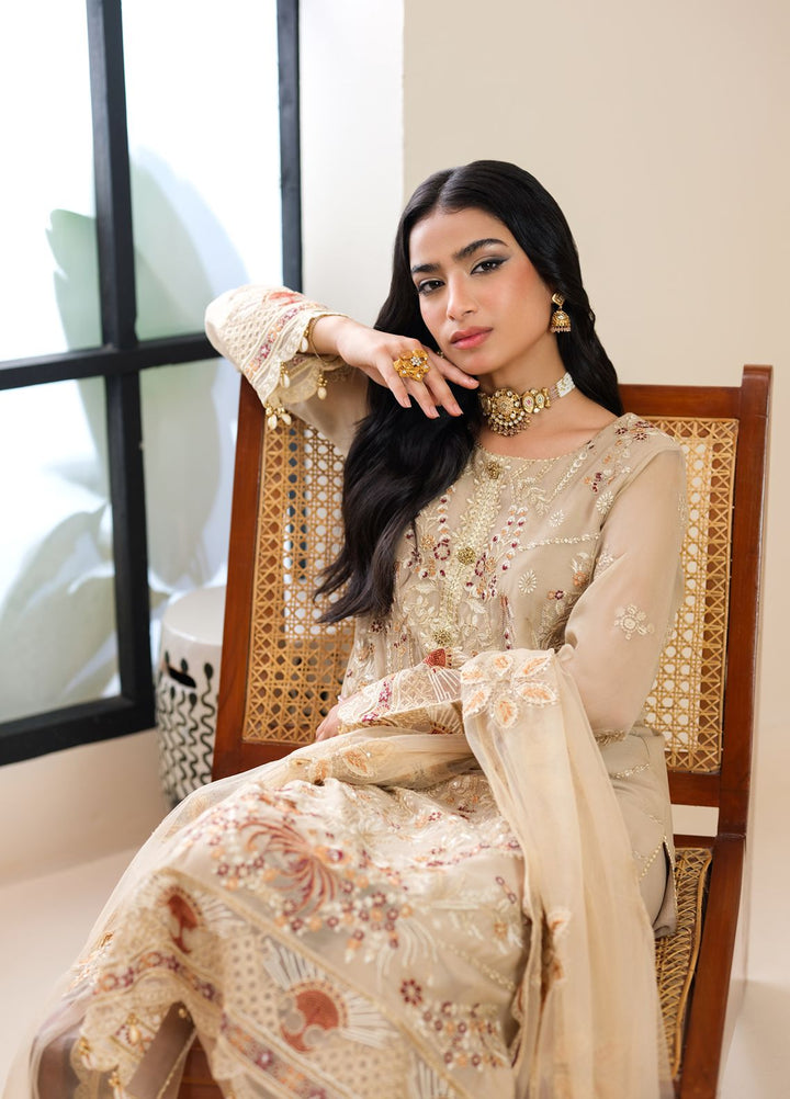 Era by Waresha Women Embroidered Chiffon 3 Piece Suit Desert Rose WFE-02 - Formals Collection