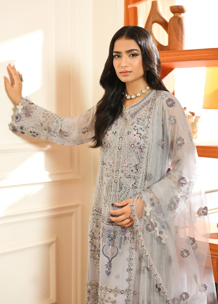 Era by Waresha Women Embroidered Chiffon 3 Piece Suit Smoky Grace WFE-03 - Formals Collection