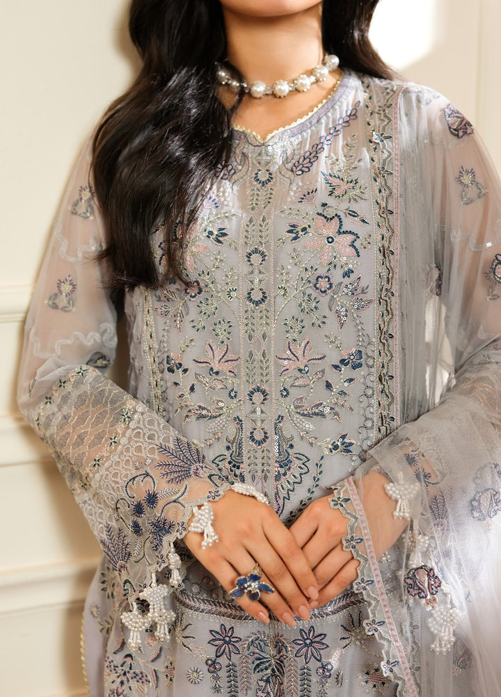 Era by Waresha Women Embroidered Chiffon 3 Piece Suit Smoky Grace WFE-03 - Formals Collection