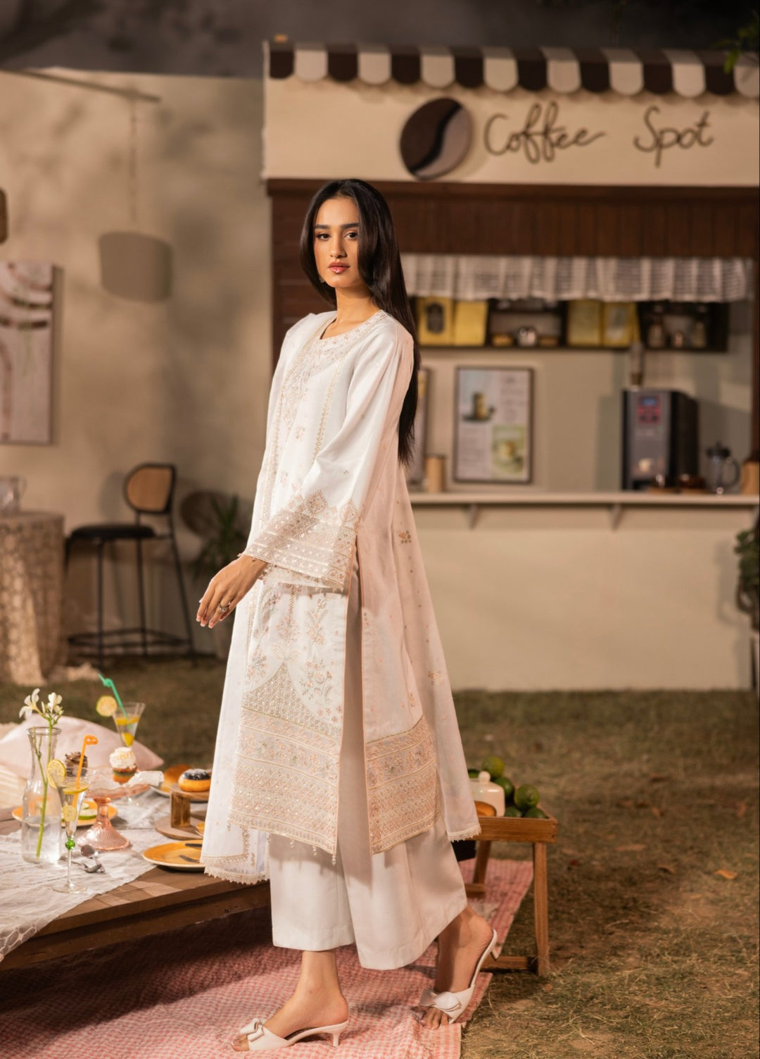 Blue Moon by Ruby Suleiman Pret 3 Piece Embroidered Viscose with Organza Snowdrop Whisper - Casual Collection