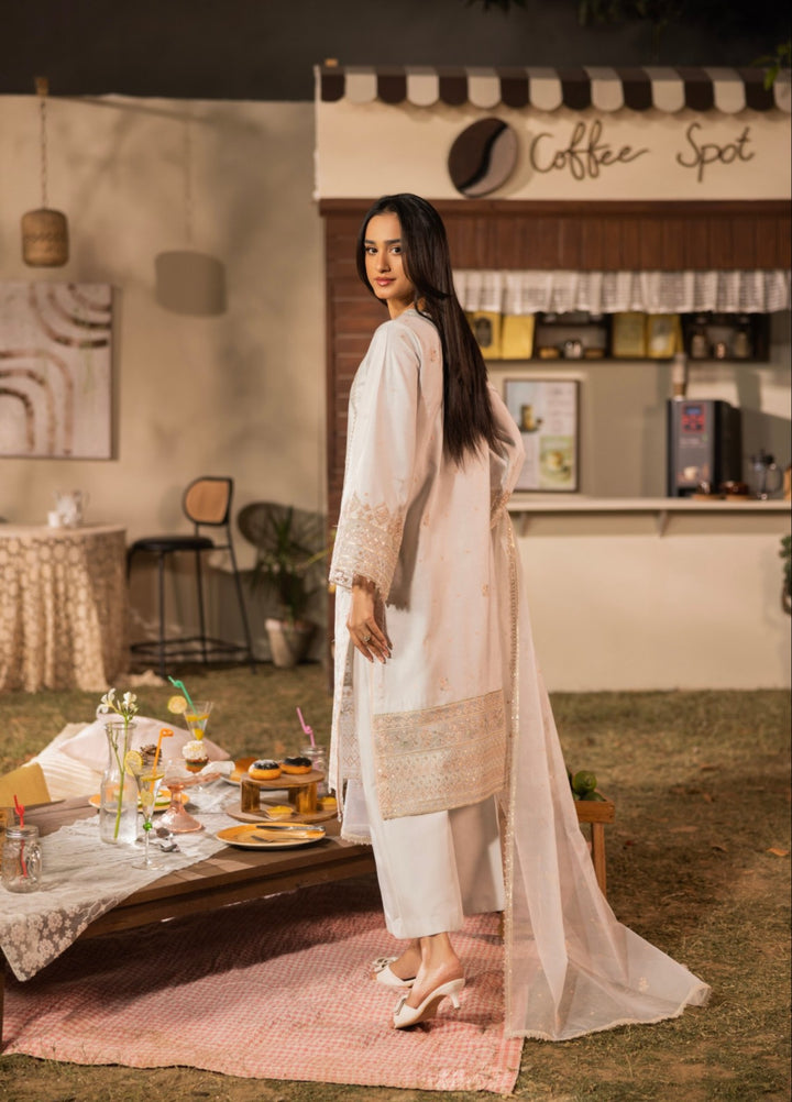 Blue Moon by Ruby Suleiman Pret 3 Piece Embroidered Viscose with Organza Snowdrop Whisper - Casual Collection