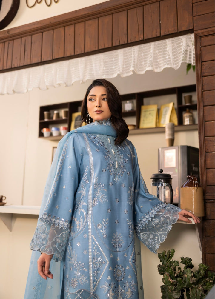 Blue Moon by Ruby Suleiman Pret 3 Piece Embroidered Viscose with Organza Frosted Dawn - Casual Collection