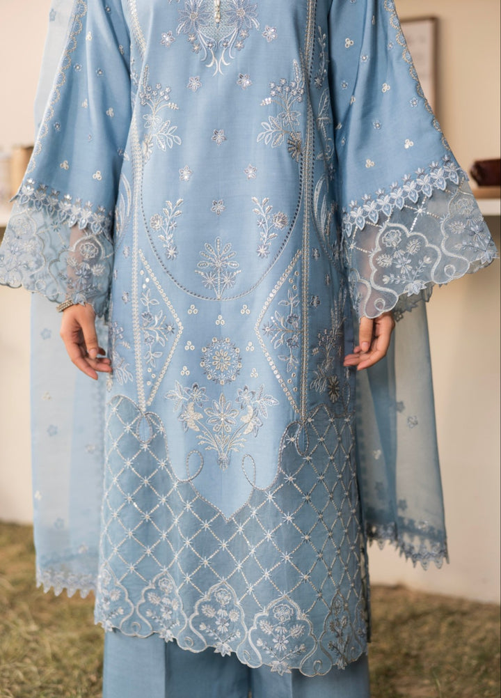 Blue Moon by Ruby Suleiman Pret 3 Piece Embroidered Viscose with Organza Frosted Dawn - Casual Collection
