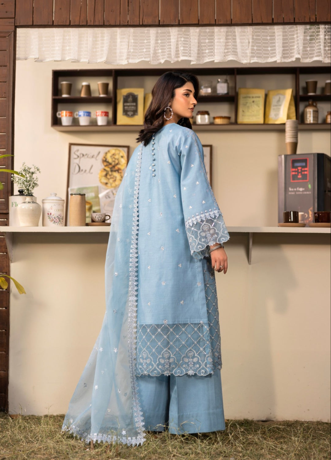 Blue Moon by Ruby Suleiman Pret 3 Piece Embroidered Viscose with Organza Frosted Dawn - Casual Collection