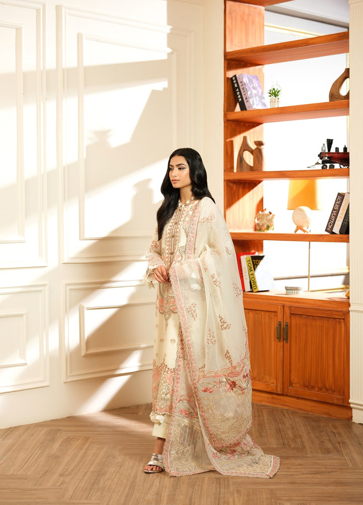 Era by Waresha Women Embroidered Chiffon 3 Piece Suit Pearl Mirage WFE-04 - Formals Collection