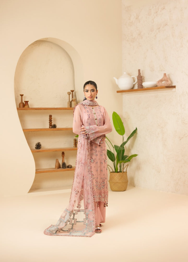 Era by Waresha Women Embroidered Chiffon 3 Piece Suit Petal Haze WFE-06 - Formals Collection