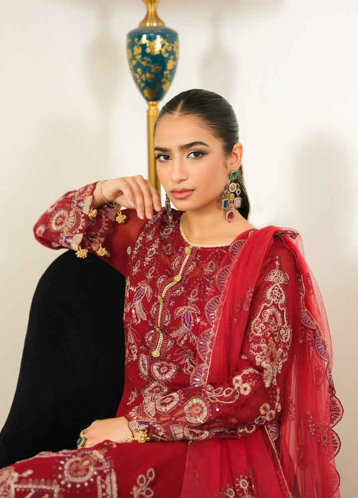 Era by Waresha Women Embroidered Chiffon 3 Piece Suit Scarlet Grace WFE-07 - Formals Collection