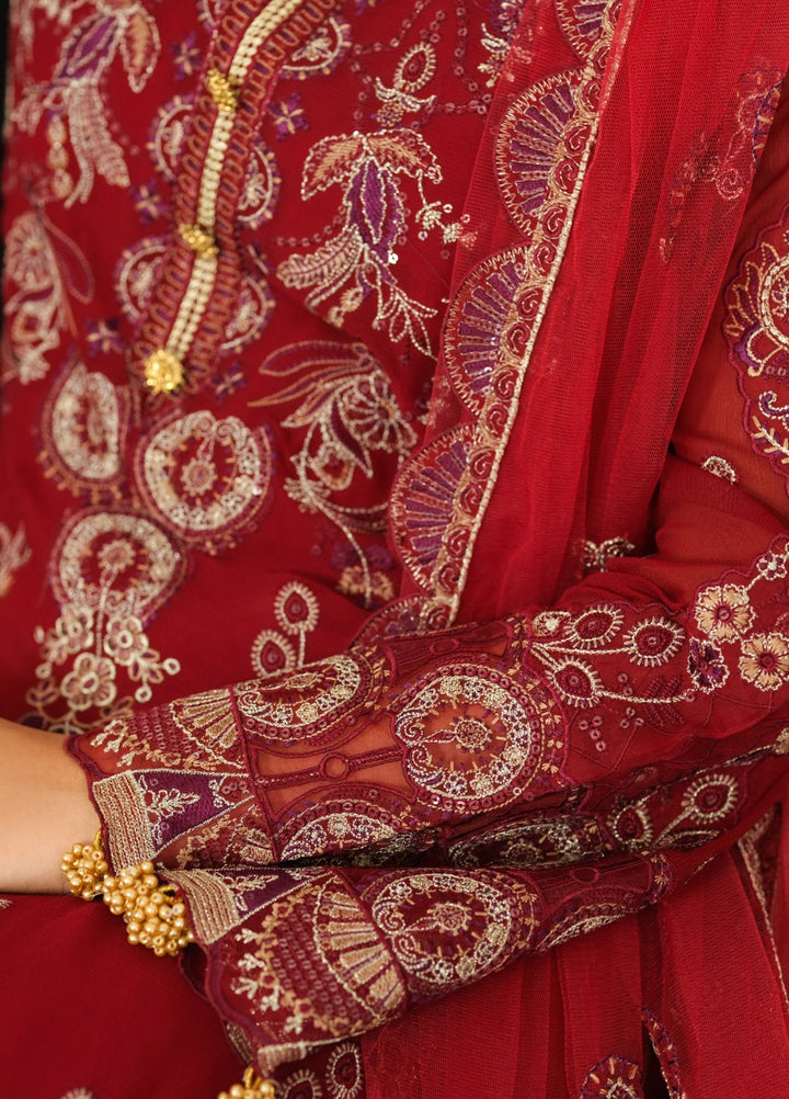 Era by Waresha Women Embroidered Chiffon 3 Piece Suit Scarlet Grace WFE-07 - Formals Collection