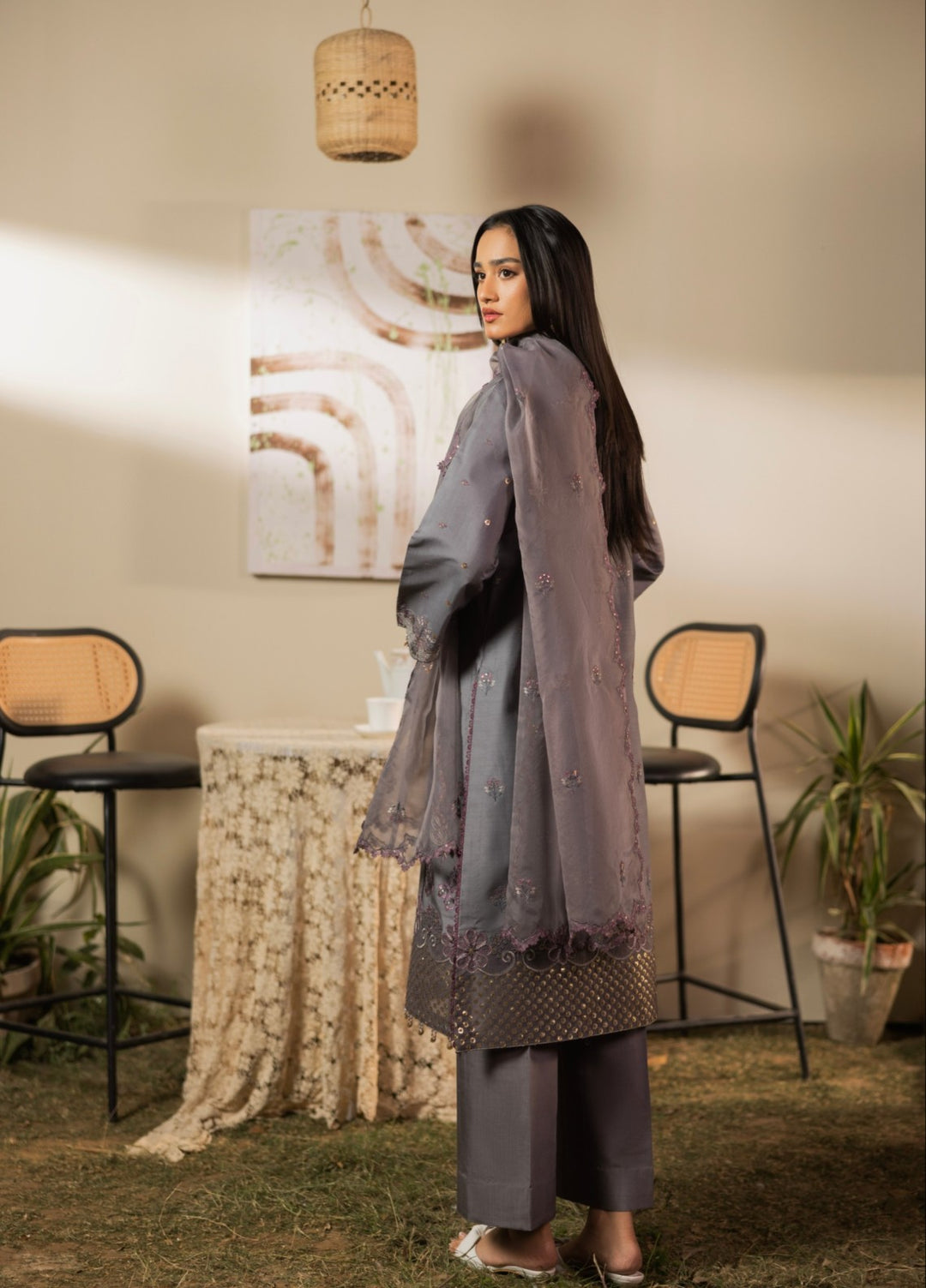 Blue Moon by Ruby Suleiman Pret 3 Piece Embroidered Viscose with Organza Midnight Ember - Casual Collection