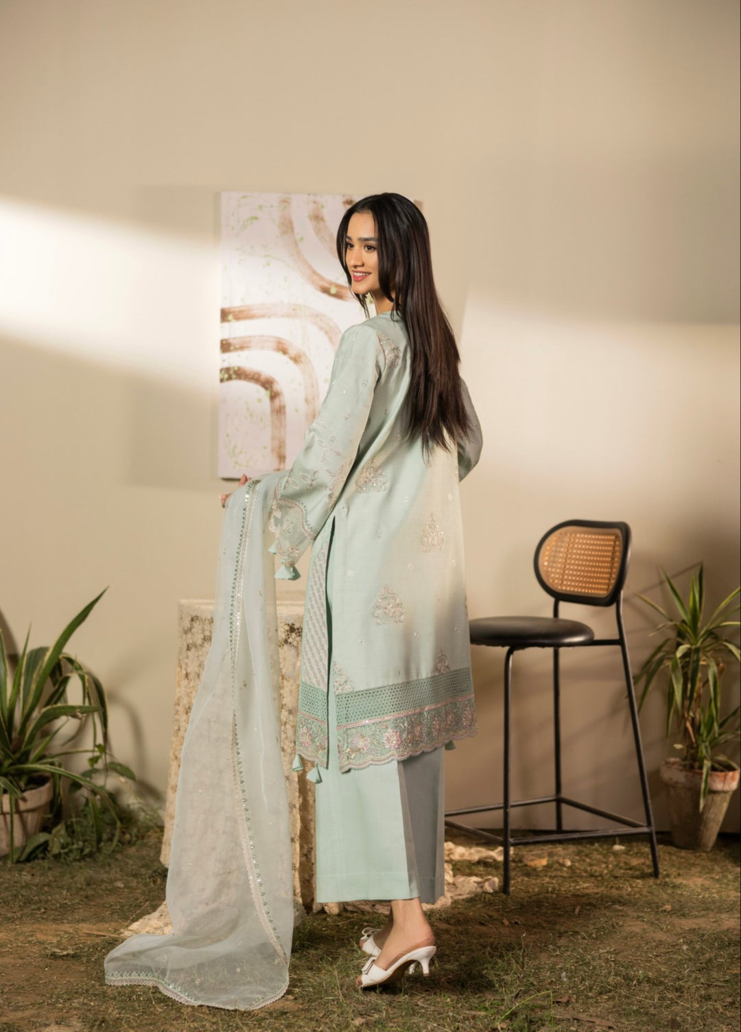 Blue Moon by Ruby Suleiman Pret 3 Piece Embroidered Viscose with Organza Winter Mist - Casual Collection