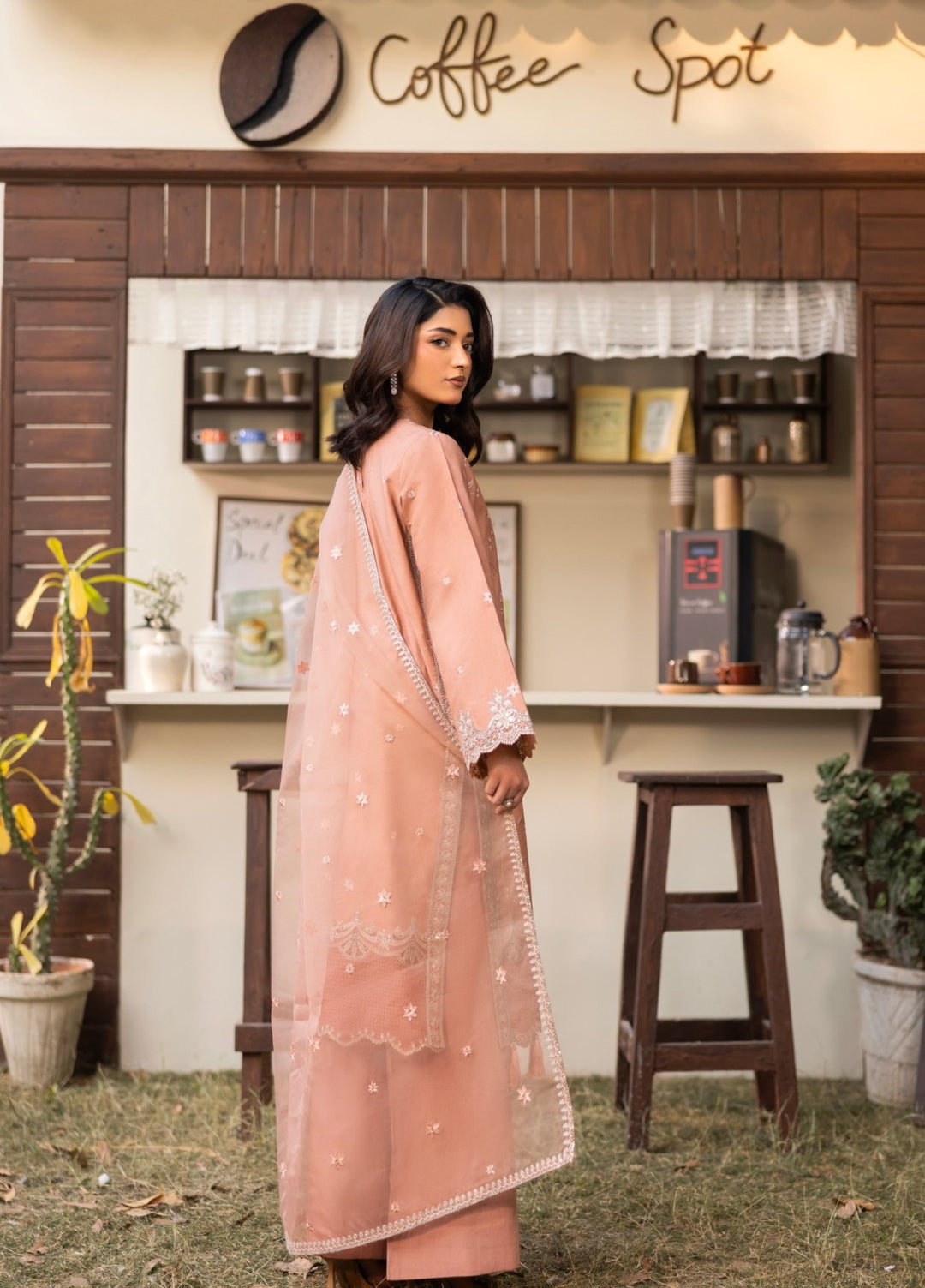 Blue Moon by Ruby Suleiman Pret 3 Piece Embroidered Viscose with Organza Blushing Ember - Casual Collection