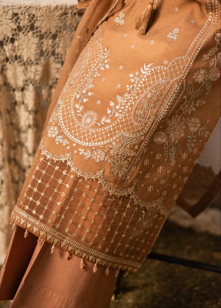 Blue Moon by Ruby Suleiman Pret 3 Piece Embroidered Viscose with Organza Mocha Solstice - Casual Collection