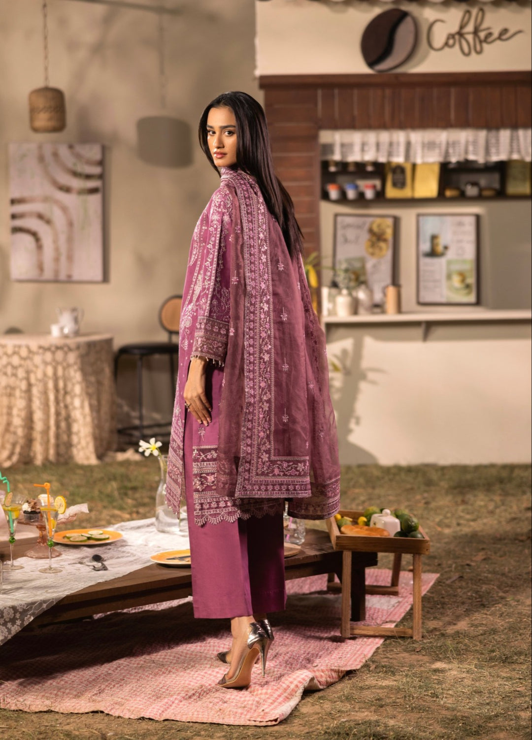 Blue Moon by Ruby Suleiman Pret 3 Piece Embroidered Viscose with Organza Orchid Moonrise - Casual Collection